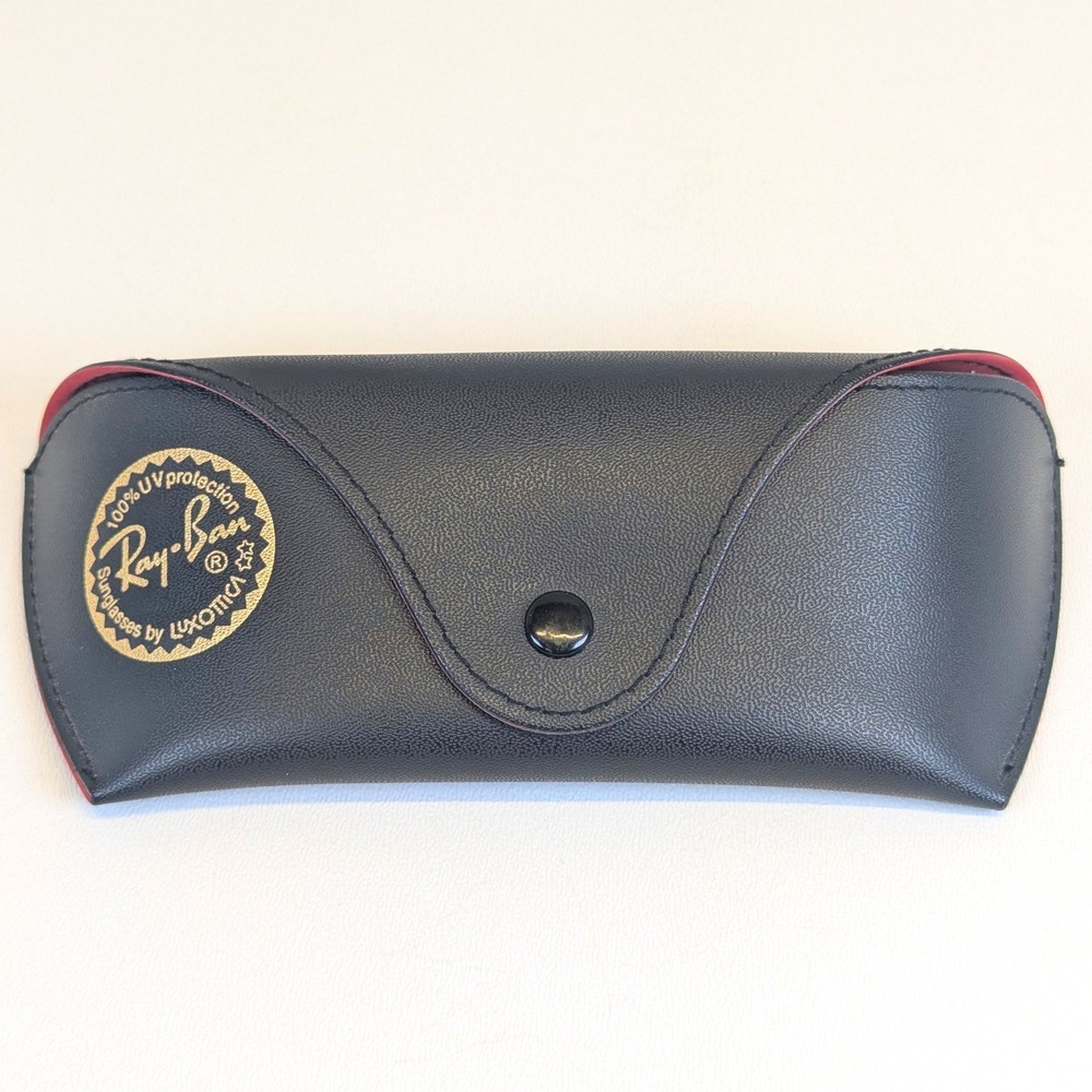 Ray Ban Optics Case Faux Leather Snap Closure Eyeglasses Sunglasses Protection